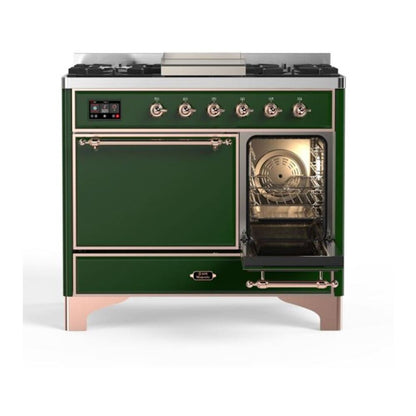 ILVE Majestic II 40 inch Solid Door Natural Gas Dual Fuel Range Copper Emerald Green