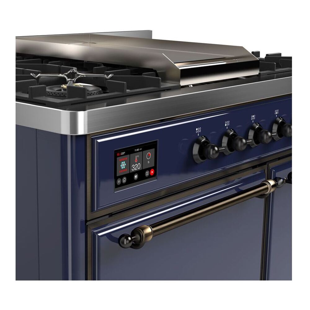 ILVE Majestic II 40 inch Solid Door Natural Gas Dual Fuel Range Burnished Midnight Blue