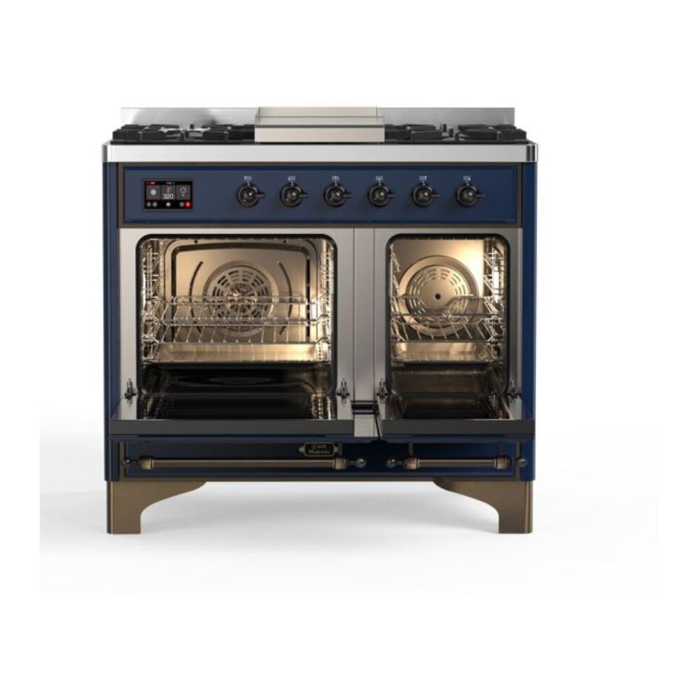 ILVE Majestic II 40 inch Solid Door Natural Gas Dual Fuel Range Burnished Midnight Blue