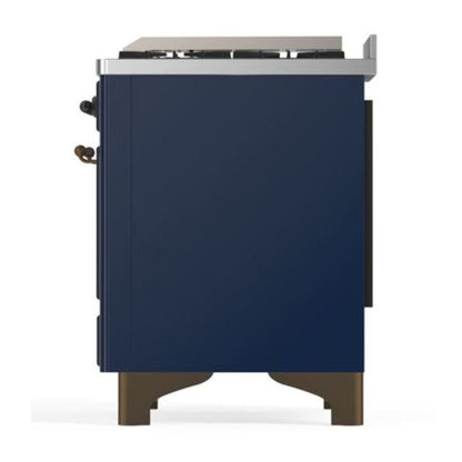 ILVE Majestic II 40 inch Solid Door Natural Gas Dual Fuel Range Burnished Midnight Blue