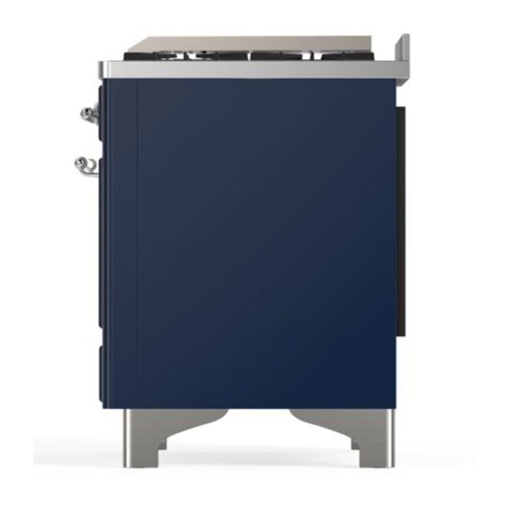 ILVE Majestic II 40 inch Solid Door Natural Gas Dual Fuel Range Chrome Midnight Blue