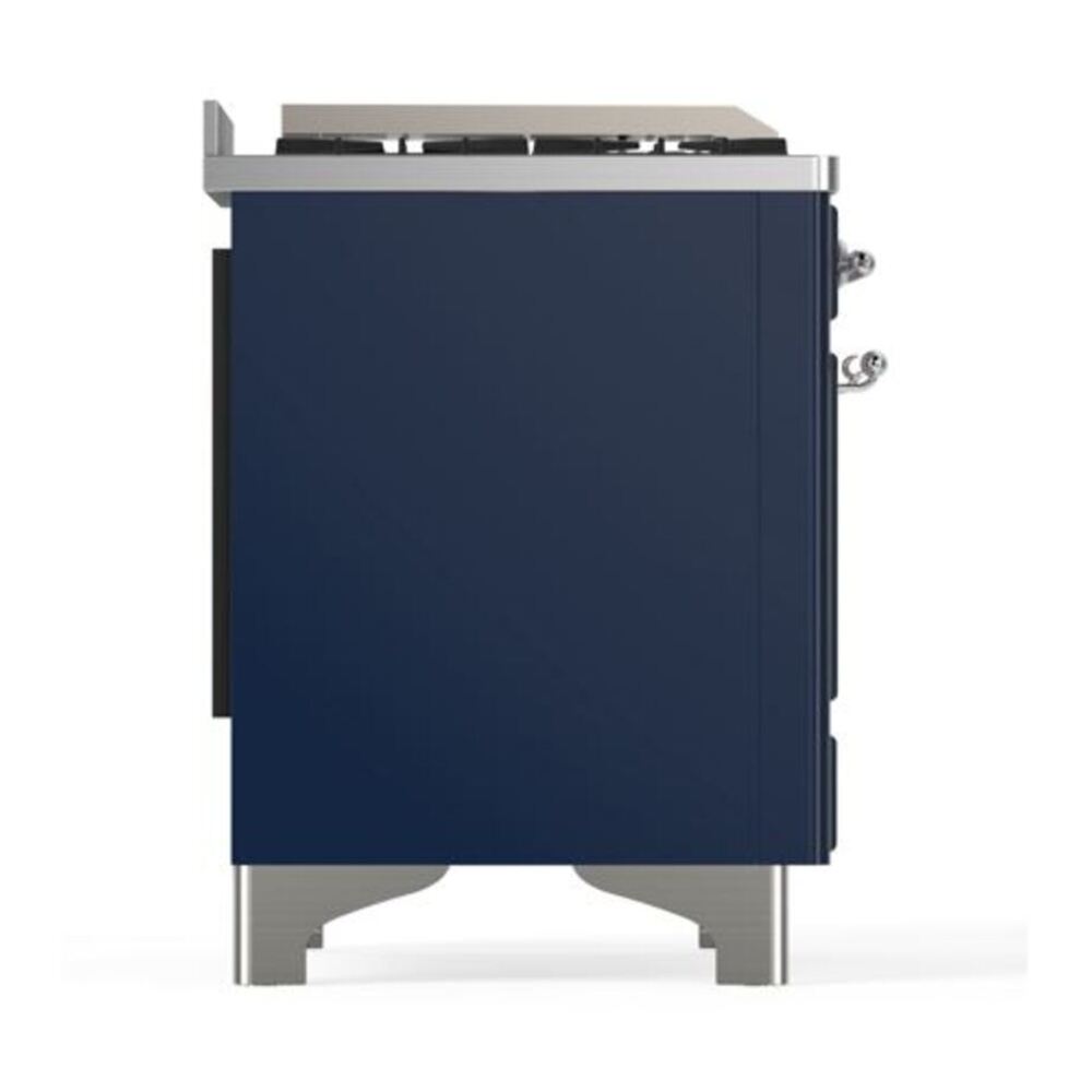 ILVE Majestic II 40 inch Solid Door Natural Gas Dual Fuel Range Chrome Midnight Blue