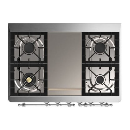 ILVE Majestic II 40 inch Solid Door Natural Gas Dual Fuel Range Chrome Midnight Blue