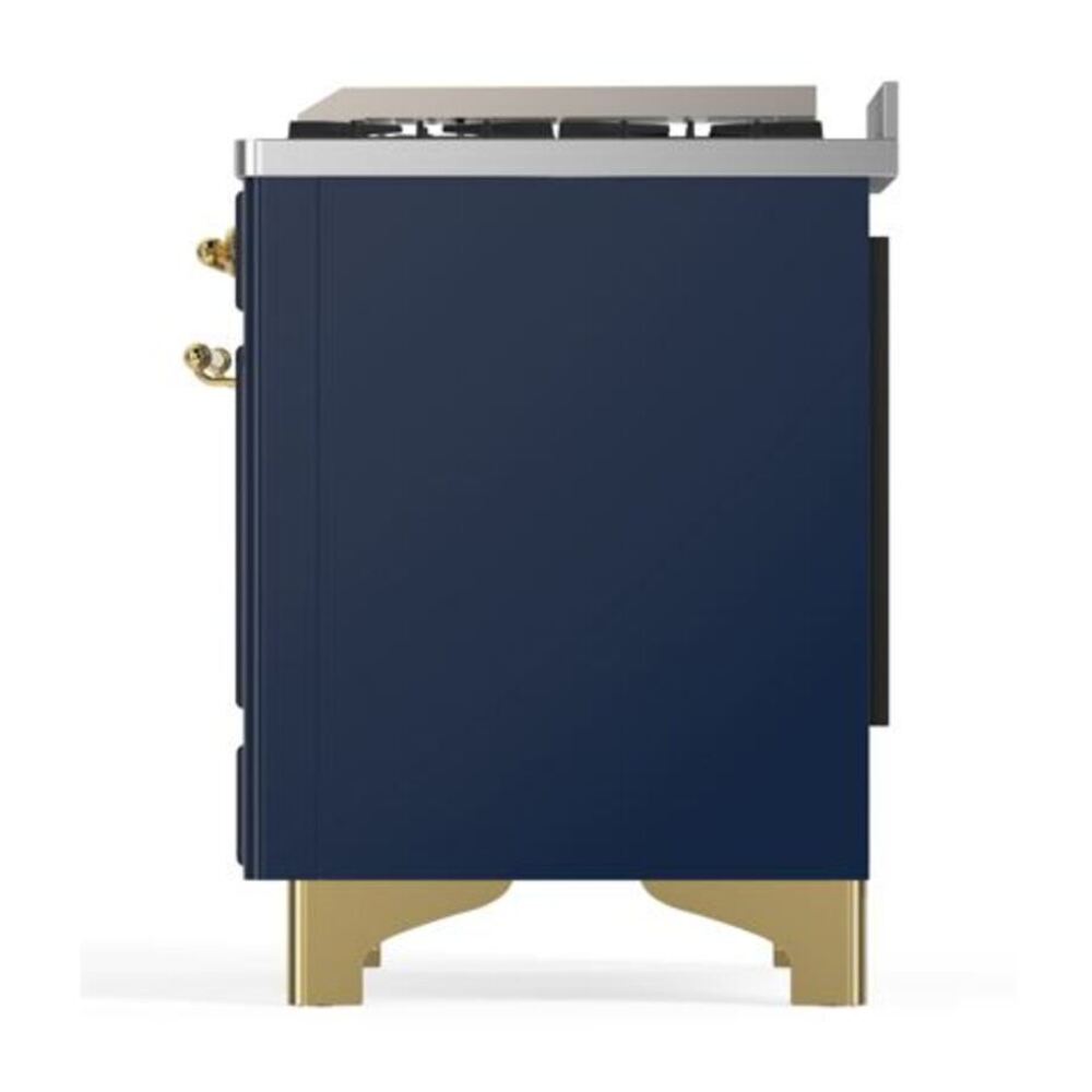 ILVE Majestic II 40 inch Solid Door Natural Gas Dual Fuel Range Brass Midnight Blue