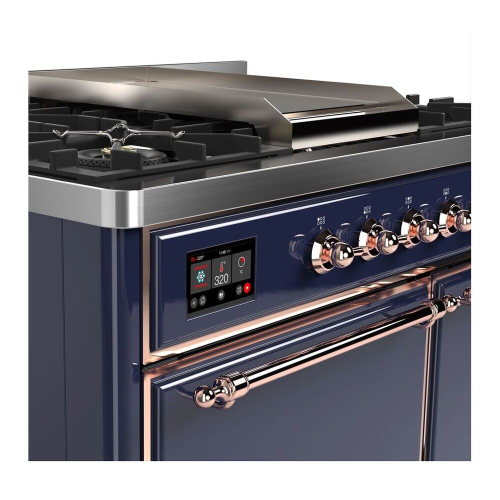 ILVE Majestic II 40 inch Solid Door Natural Gas Dual Fuel Range Copper Midnight Blue