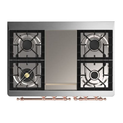 ILVE Majestic II 40 inch Solid Door Natural Gas Dual Fuel Range Copper Midnight Blue