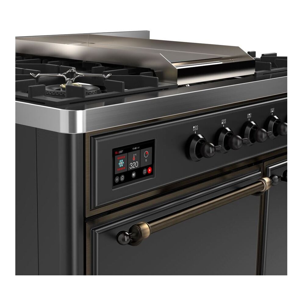 ILVE Majestic II 40 inch Solid Door Natural Gas Dual Fuel Range Burnished Graphite Matte