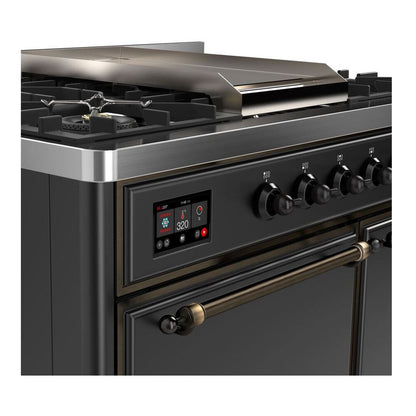 ILVE Majestic II 40 inch Solid Door Natural Gas Dual Fuel Range Burnished Graphite Matte