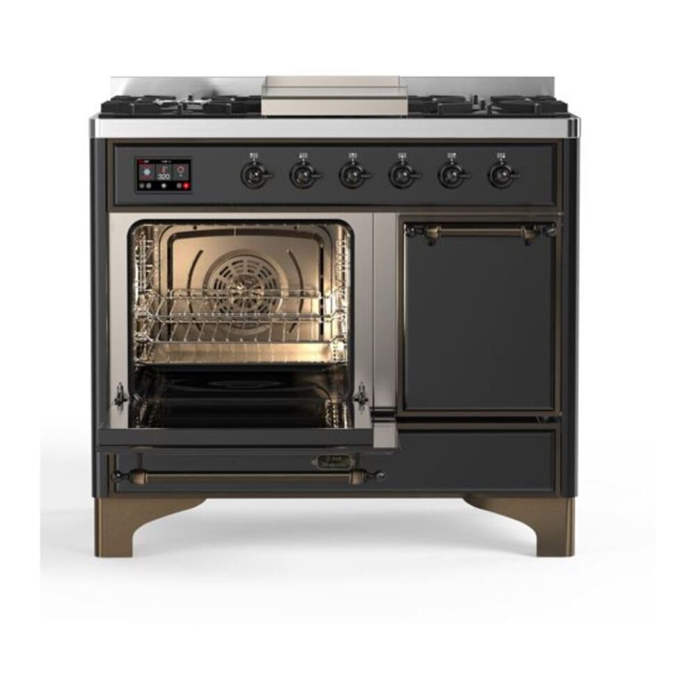 ILVE Majestic II 40 inch Solid Door Natural Gas Dual Fuel Range Burnished Graphite Matte