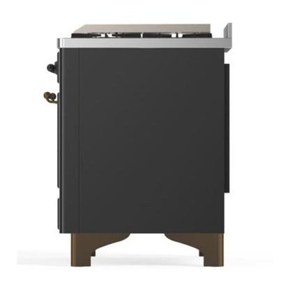 ILVE Majestic II 40 inch Solid Door Natural Gas Dual Fuel Range Burnished Graphite Matte