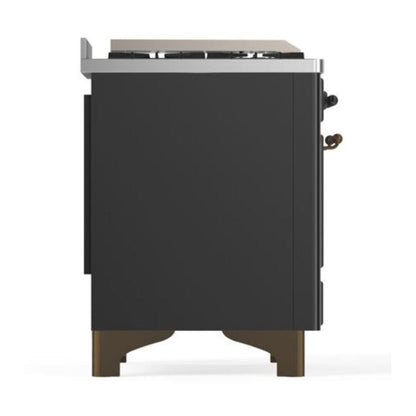 ILVE Majestic II 40 inch Solid Door Natural Gas Dual Fuel Range Burnished Graphite Matte