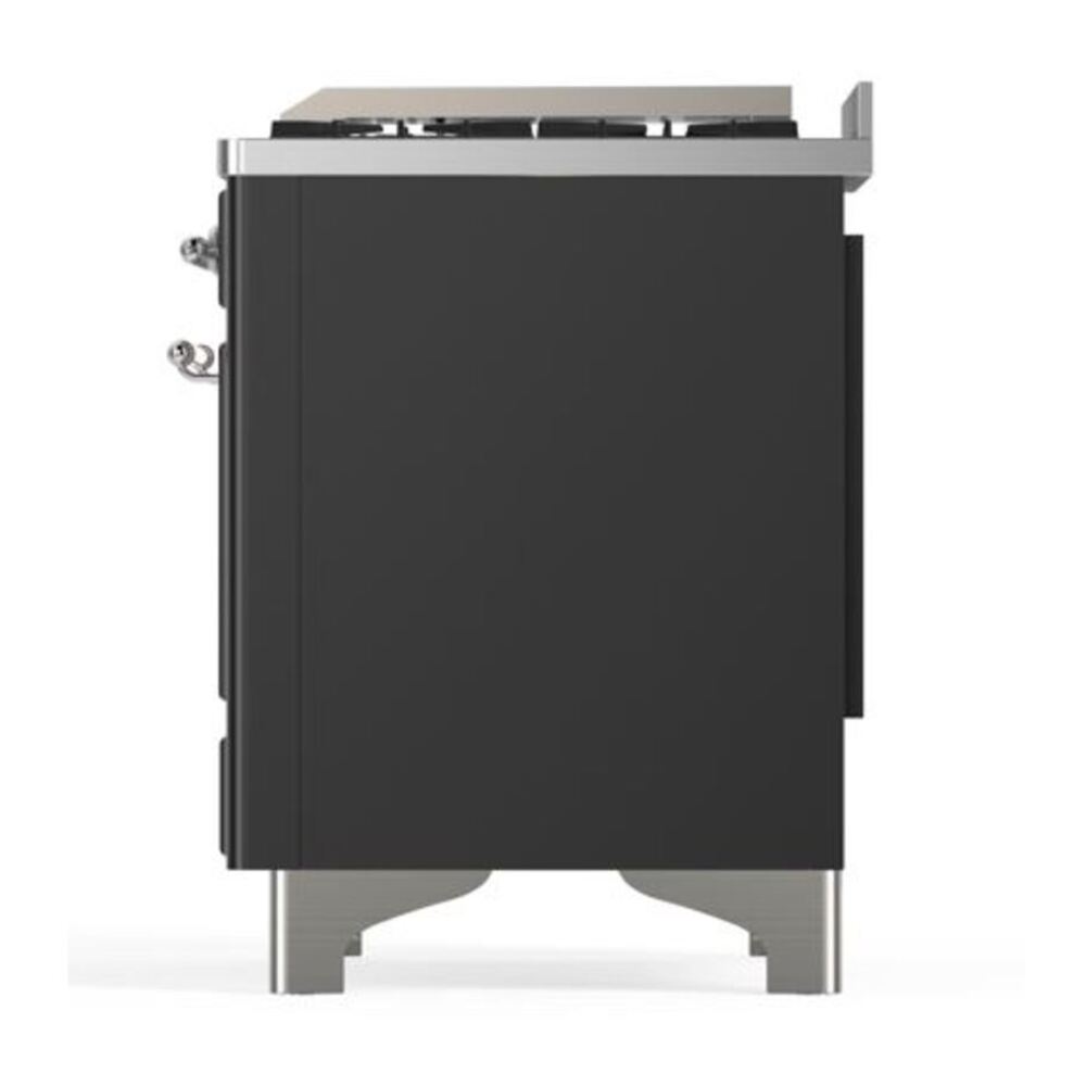 ILVE Majestic II 40 inch Solid Door Natural Gas Dual Fuel Range Chrome Graphite Matte
