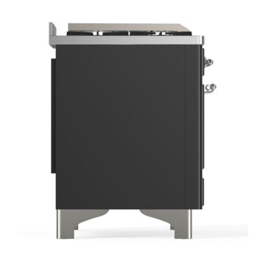 ILVE Majestic II 40 inch Solid Door Natural Gas Dual Fuel Range Chrome Graphite Matte