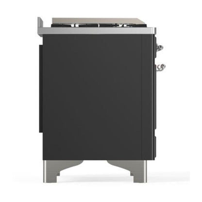 ILVE Majestic II 40 inch Solid Door Natural Gas Dual Fuel Range Chrome Graphite Matte