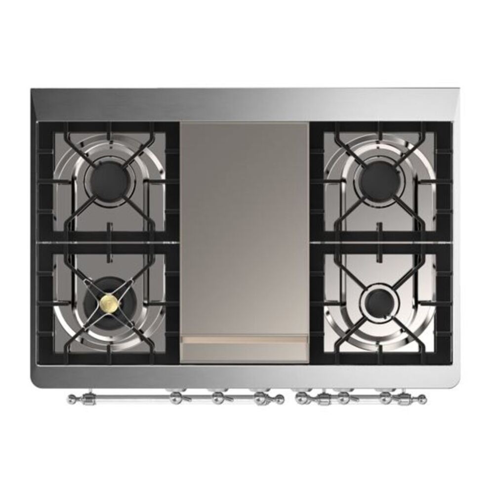ILVE Majestic II 40 inch Solid Door Natural Gas Dual Fuel Range Chrome Graphite Matte