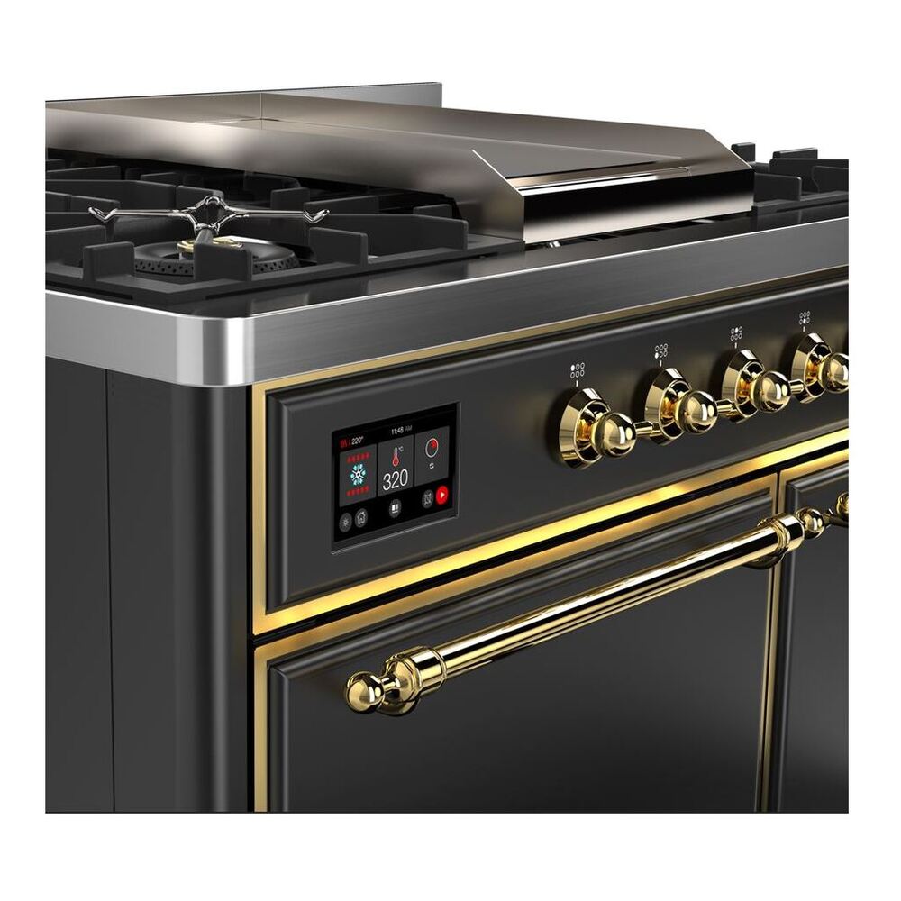 ILVE Majestic II 40 inch Solid Door Natural Gas Dual Fuel Range Brass Graphite Matte