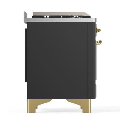 ILVE Majestic II 40 inch Solid Door Natural Gas Dual Fuel Range Brass Graphite Matte