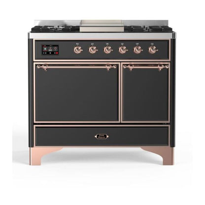 ILVE Majestic II 40 inch Solid Door Natural Gas Dual Fuel Range Copper Graphite Matte