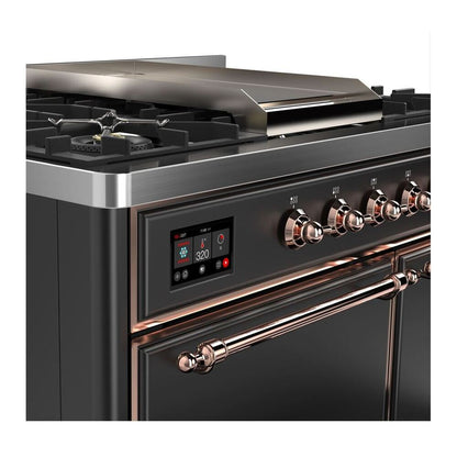 ILVE Majestic II 40 inch Solid Door Natural Gas Dual Fuel Range Copper Graphite Matte