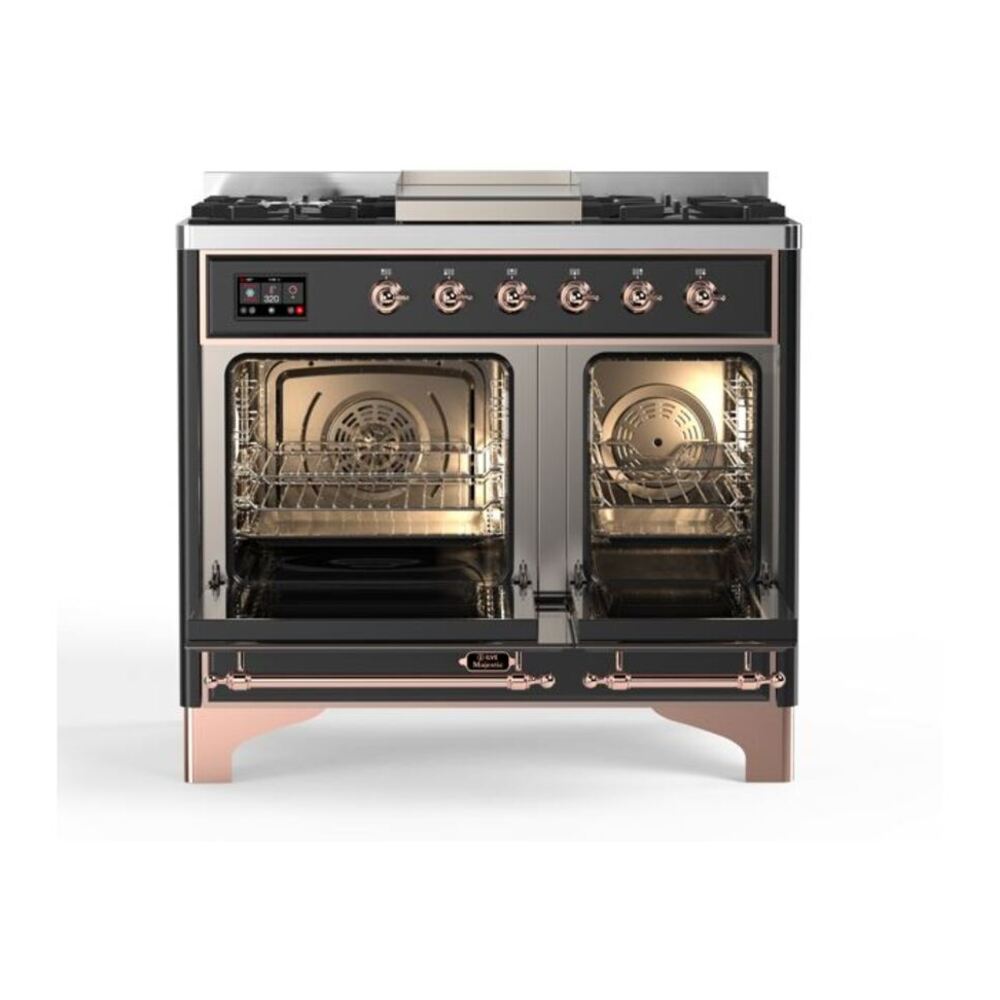 ILVE Majestic II 40 inch Solid Door Natural Gas Dual Fuel Range Copper Graphite Matte