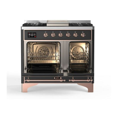 ILVE Majestic II 40 inch Solid Door Natural Gas Dual Fuel Range Copper Graphite Matte