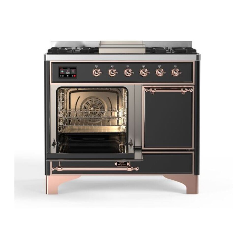 ILVE Majestic II 40 inch Solid Door Natural Gas Dual Fuel Range Copper Graphite Matte