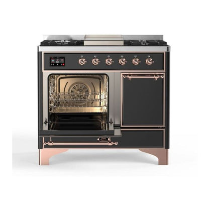 ILVE Majestic II 40 inch Solid Door Natural Gas Dual Fuel Range Copper Graphite Matte