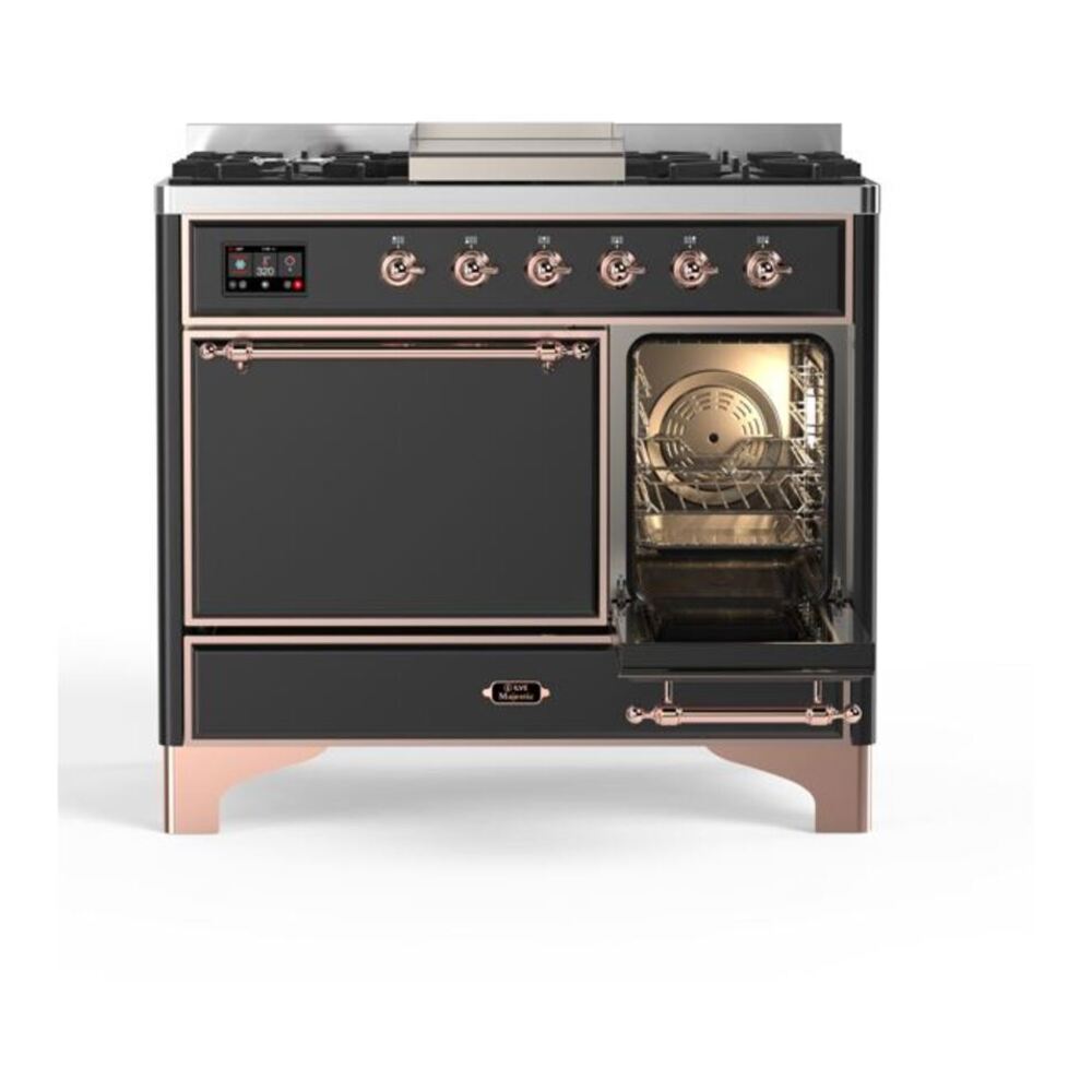 ILVE Majestic II 40 inch Solid Door Natural Gas Dual Fuel Range Copper Graphite Matte