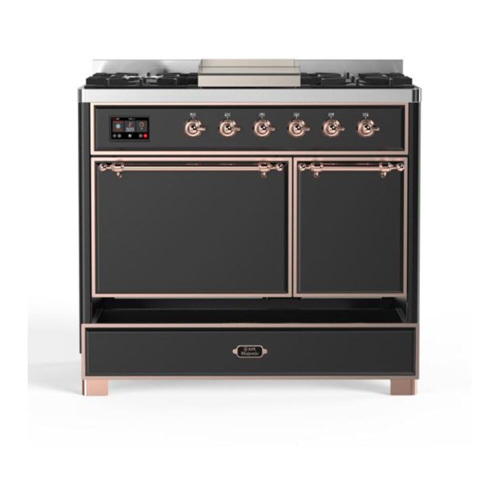 ILVE Majestic II 40 inch Solid Door Natural Gas Dual Fuel Range Copper Graphite Matte