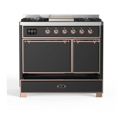 ILVE Majestic II 40 inch Solid Door Natural Gas Dual Fuel Range Copper Graphite Matte