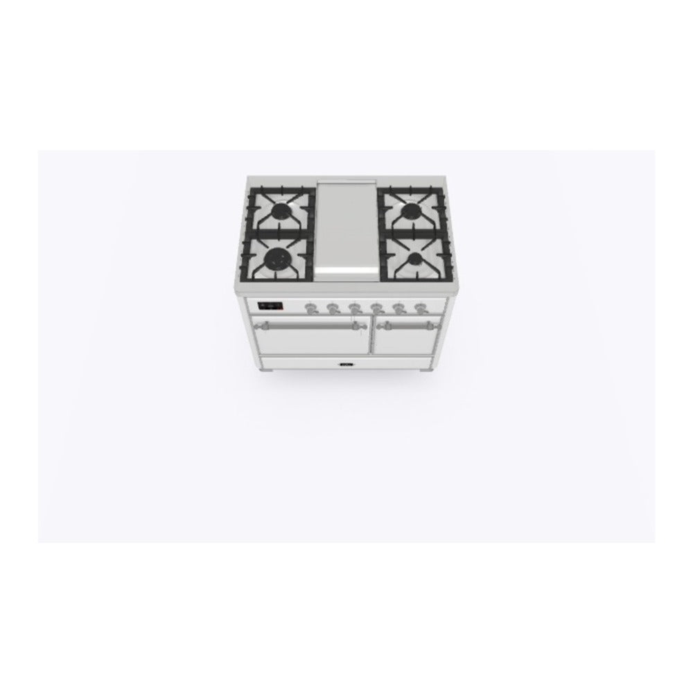 ILVE Majestic II 40 inch Solid Door Natural Gas Dual Fuel Range Chrome RAL