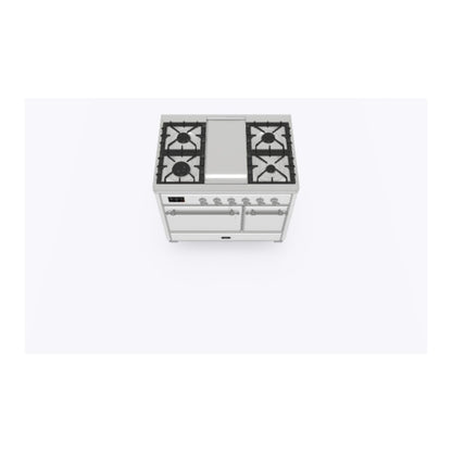 ILVE Majestic II 40 inch Solid Door Natural Gas Dual Fuel Range Chrome RAL