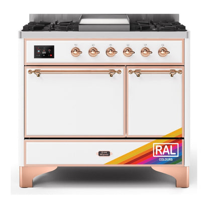 ILVE Majestic II 40" RAL Dual Fuel Range with 6 Burners and Griddle Solid Door Liquid Propane