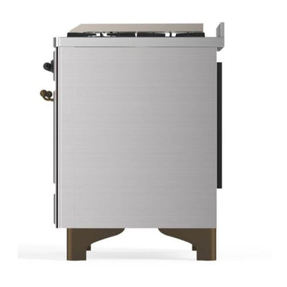 ILVE Majestic II 40 inch Solid Door Natural Gas Dual Fuel Range Burnished Stainless Steel