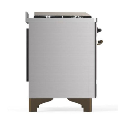 ILVE Majestic II 40 inch Solid Door Natural Gas Dual Fuel Range Burnished Stainless Steel