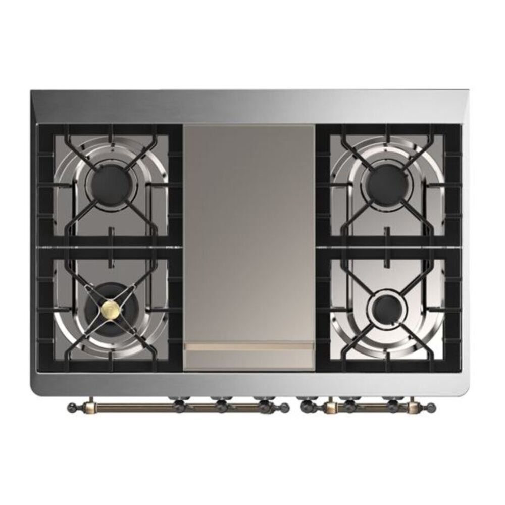 ILVE Majestic II 40 inch Solid Door Natural Gas Dual Fuel Range Burnished Stainless Steel