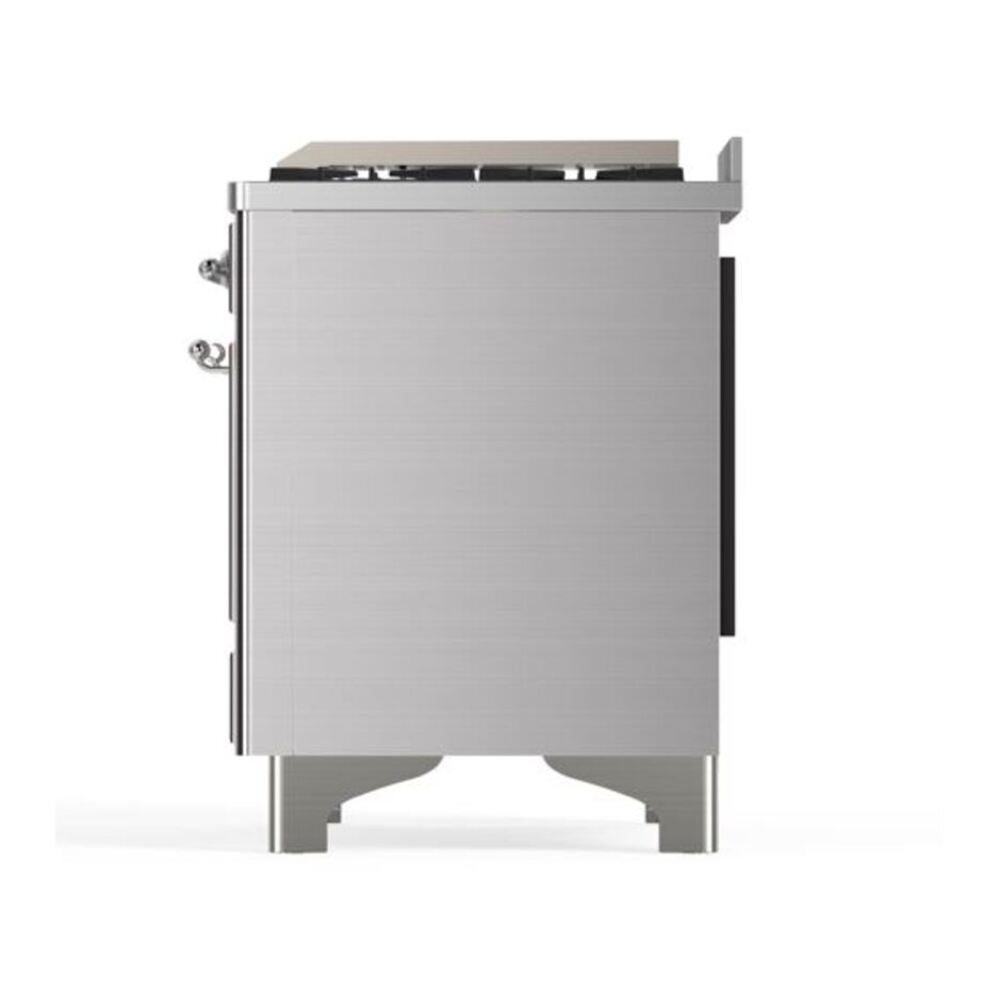 ILVE Majestic II 40 inch Solid Door Natural Gas Dual Fuel Range Chrome Stainless Steel
