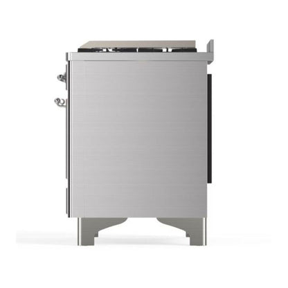 ILVE Majestic II 40 inch Solid Door Natural Gas Dual Fuel Range Chrome Stainless Steel