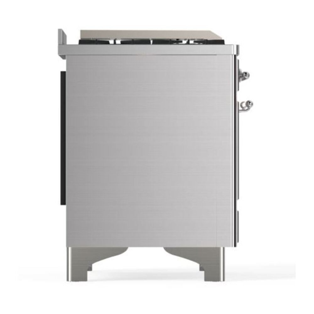 ILVE Majestic II 40 inch Solid Door Natural Gas Dual Fuel Range Chrome Stainless Steel