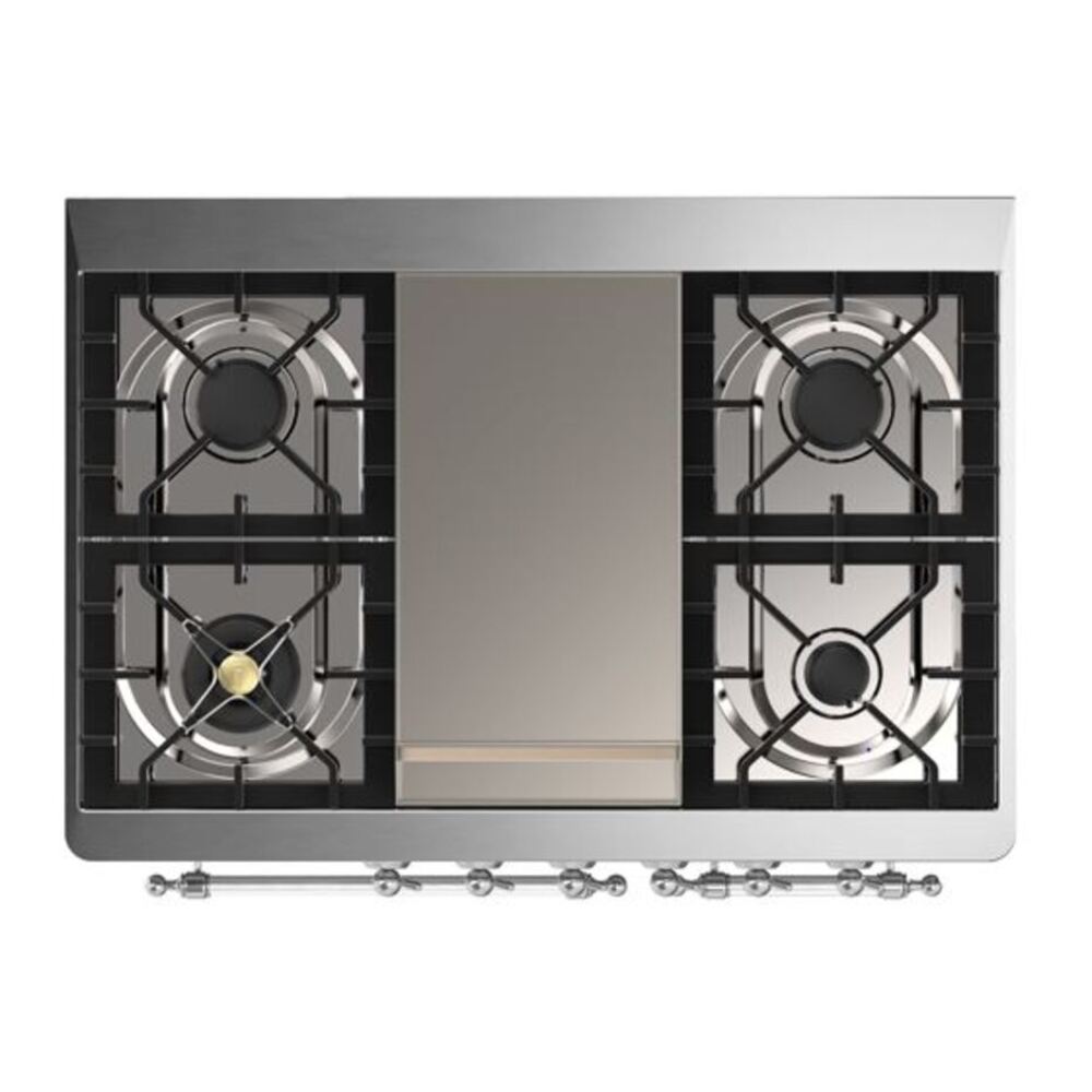 ILVE Majestic II 40 inch Solid Door Natural Gas Dual Fuel Range Chrome Stainless Steel