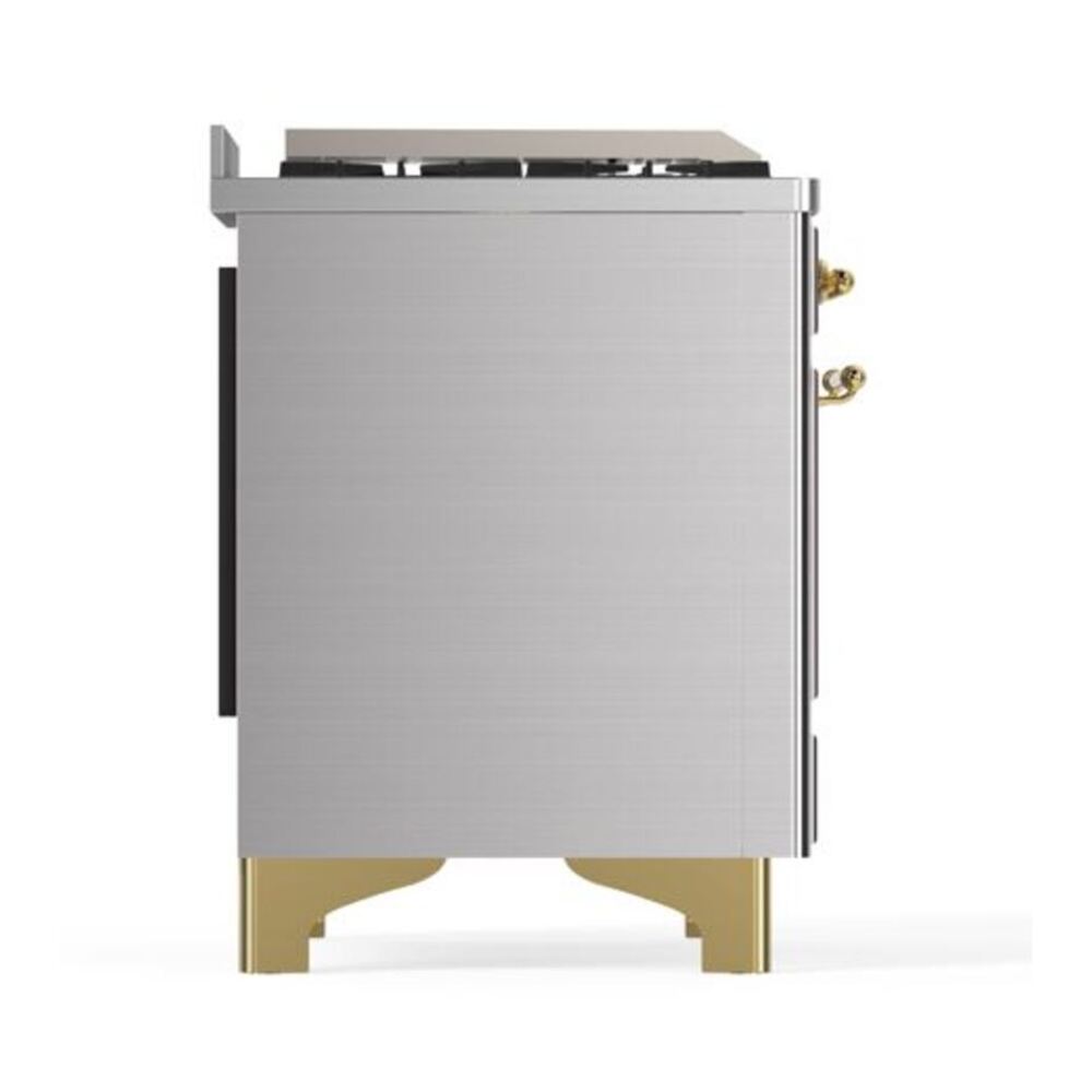 ILVE Majestic II 40 inch Solid Door Natural Gas Dual Fuel Range Brass Stainless Steel