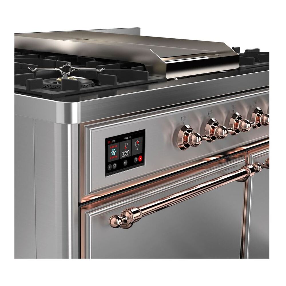 ILVE Majestic II 40 inch Solid Door Natural Gas Dual Fuel Range Copper Stainless Steel