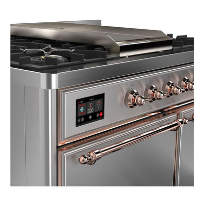 ILVE Majestic II 40 inch Solid Door Natural Gas Dual Fuel Range Copper Stainless Steel