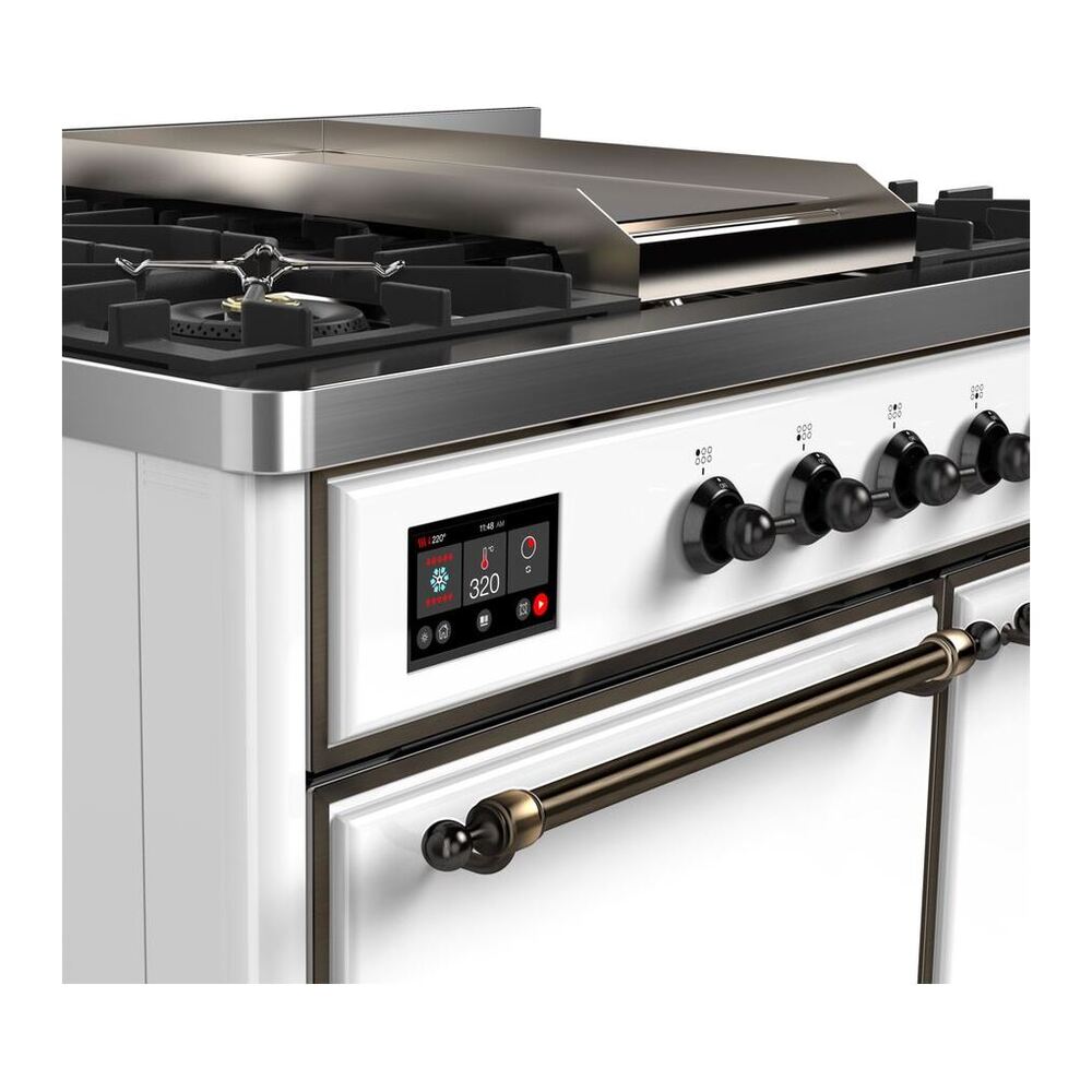 ILVE Majestic II 40 inch Solid Door Natural Gas Dual Fuel Range Burnished White