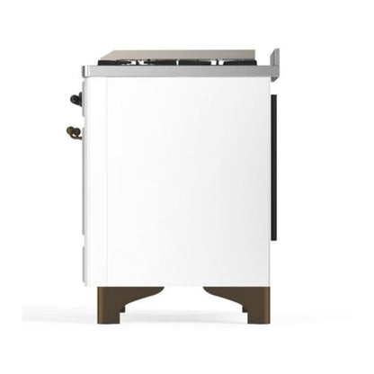 ILVE Majestic II 40 inch Solid Door Natural Gas Dual Fuel Range Burnished White