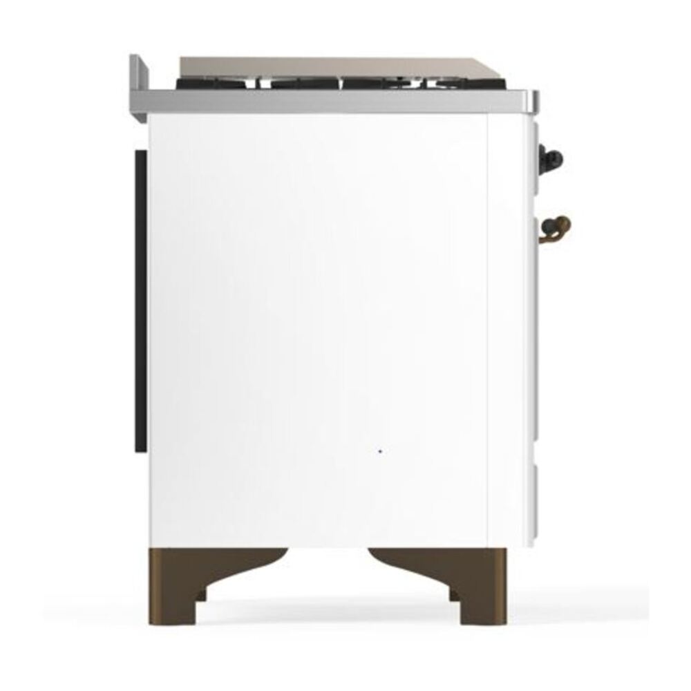 ILVE Majestic II 40 inch Solid Door Natural Gas Dual Fuel Range Burnished White
