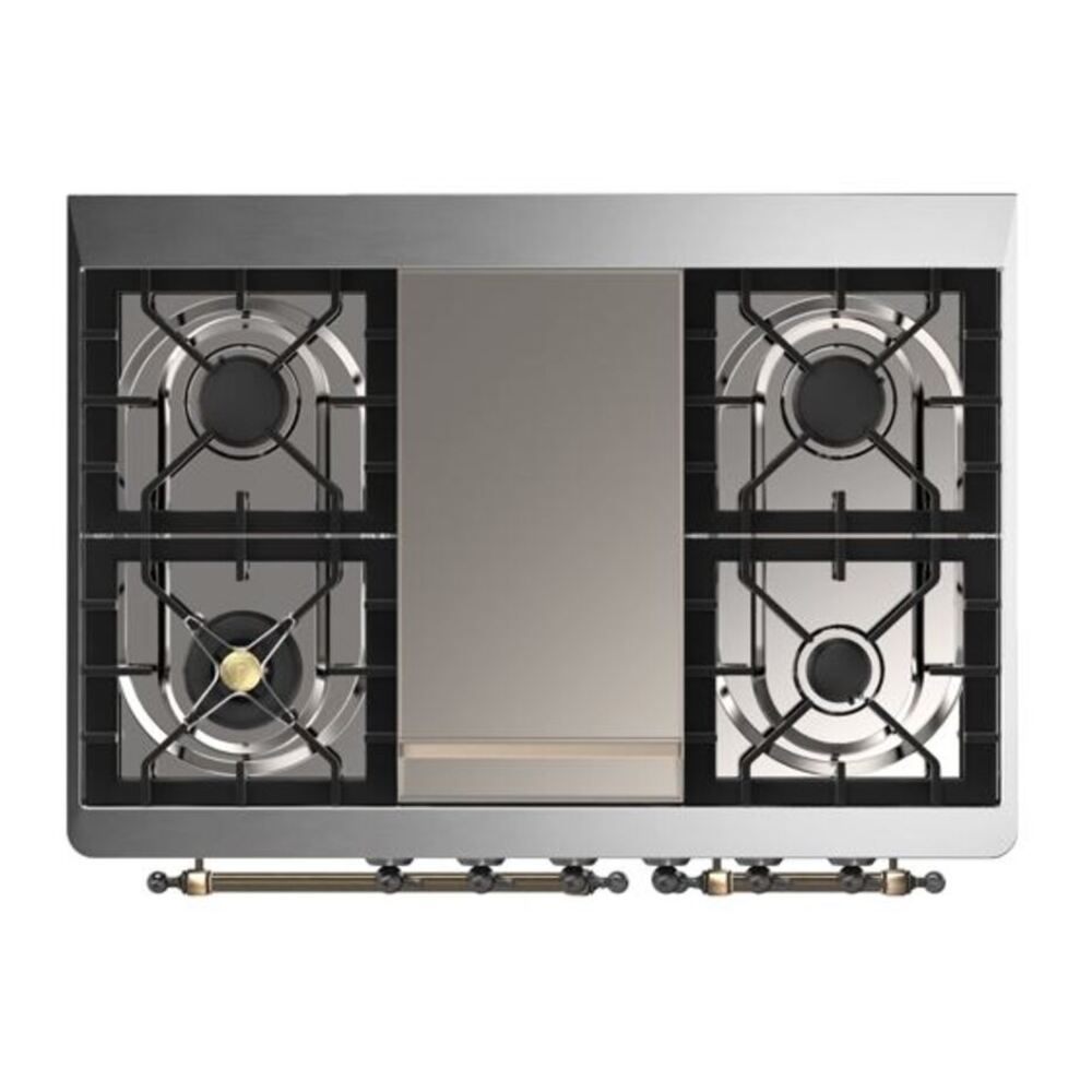ILVE Majestic II 40 inch Solid Door Natural Gas Dual Fuel Range Burnished White