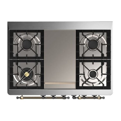 ILVE Majestic II 40 inch Solid Door Natural Gas Dual Fuel Range Burnished White