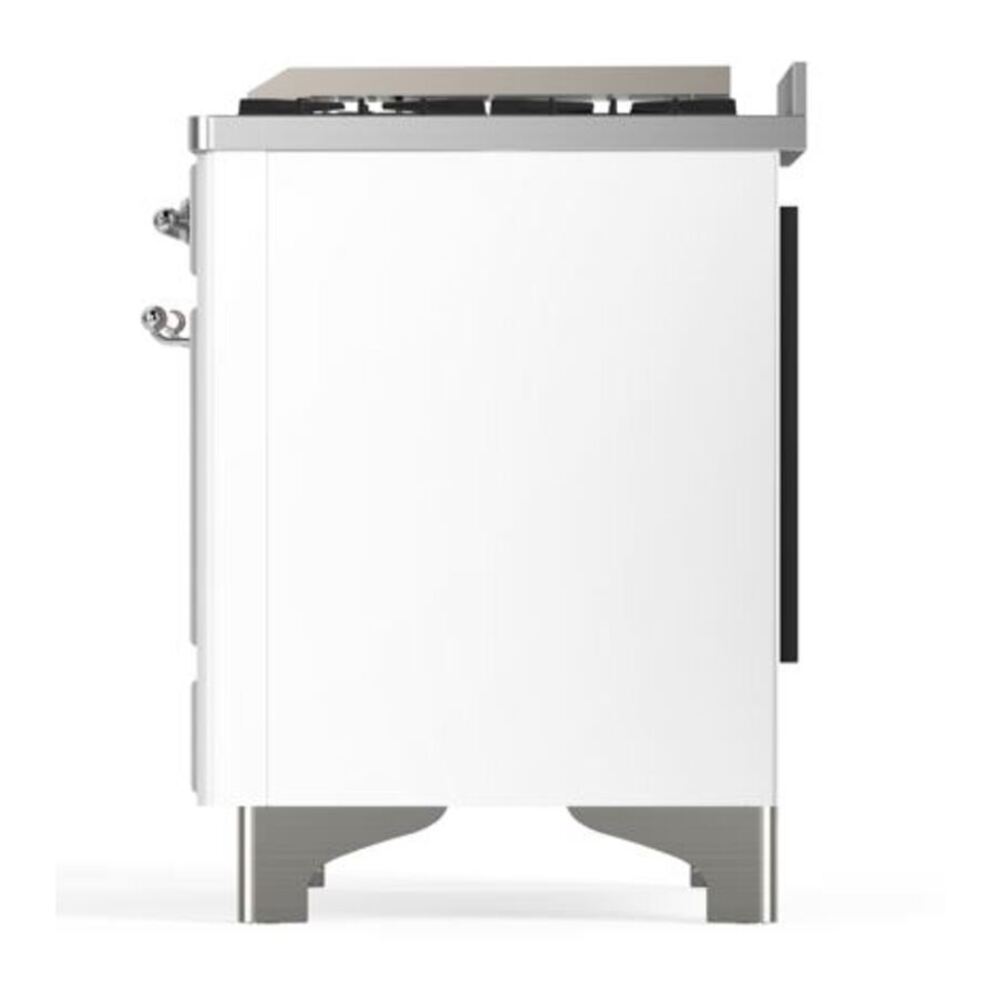 ILVE Majestic II 40 inch Solid Door Natural Gas Dual Fuel Range Chrome White