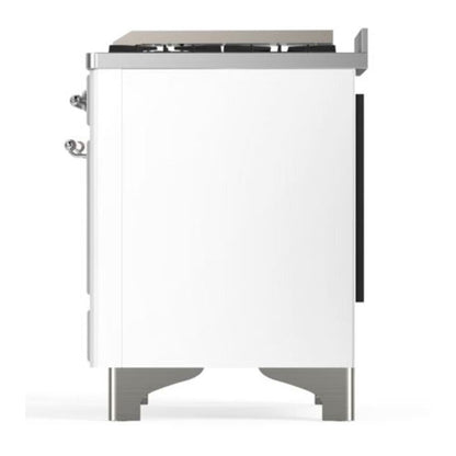ILVE Majestic II 40 inch Solid Door Natural Gas Dual Fuel Range Chrome White